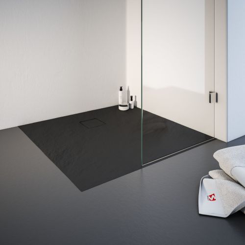 Schulte Duschwanne aus Mineralguss mit Steinstruktur Quadratisch | ExpressPlus